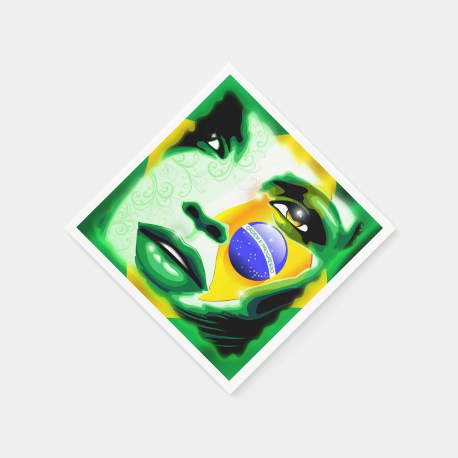Guardanapo De Papel Brasil Flag Girl Retrai Paper_Cocktail_Napkins (Canto)