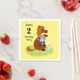 Guardanapo De Papel Bravo e fofo pônei com festa de bebê - aniversário