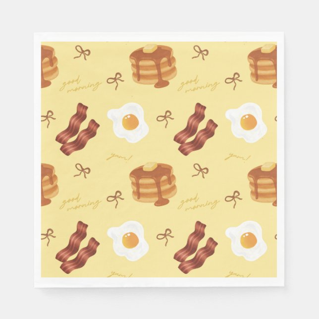 Guardanapo De Papel Breakfast Brunch Theme Bacon Eggs Pancakes Pattern (Frente)