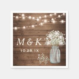 Guardanapo De Papel Breath Mason Jar Rustic Wedding Monograma