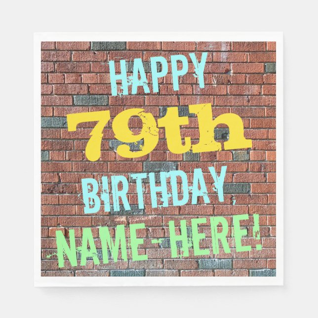 Guardanapo De Papel Brick Wall Grafite inspirado no 79º aniversário +  (Frente)