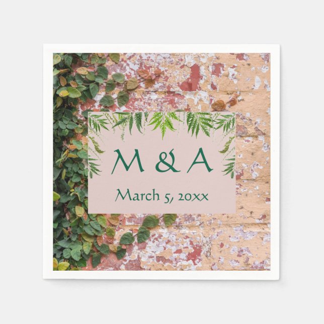 Guardanapo De Papel Bricks Verdes Pintados Casamento de Ivy Cocktail N (Frente)