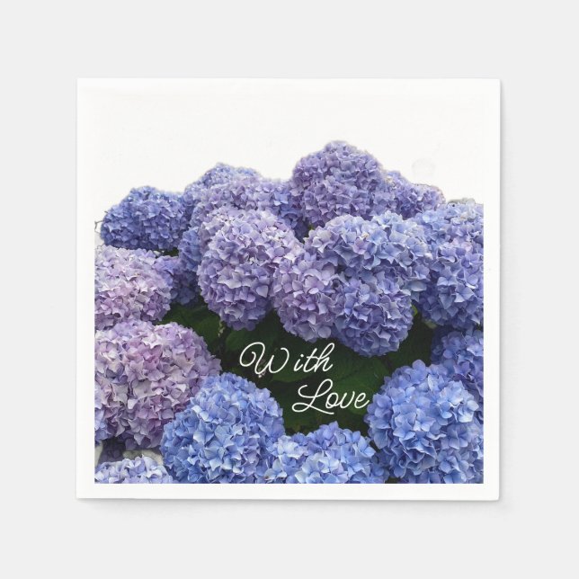 Guardanapo De Papel Bridal, Baby Shower Napkins Purple, Blue Hydrangea (Frente)
