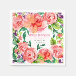 Guardanapo De Papel Bridal Luncheon Watercolor Flores Modernas Rosa Ar