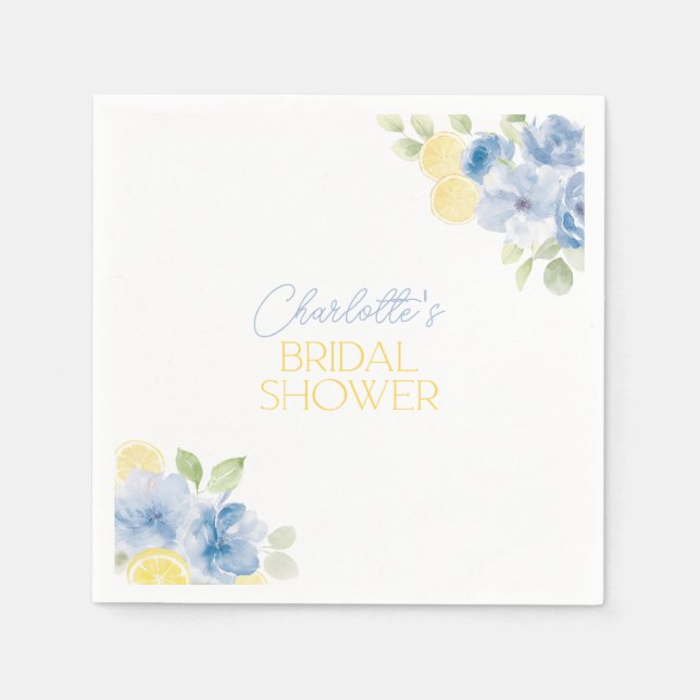 Guardanapo De Papel Bridal Shower Napkins Main Squeeze Blue Flowers (Frente)