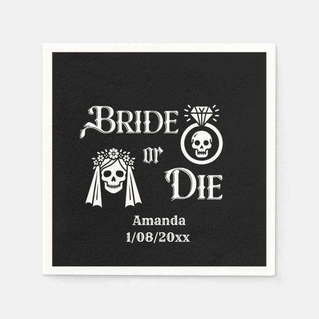 Guardanapo De Papel bride or die gothic black and white (Frente)