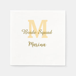 Guardanapo De Papel Bride squad monogram golden bridal shower simple 