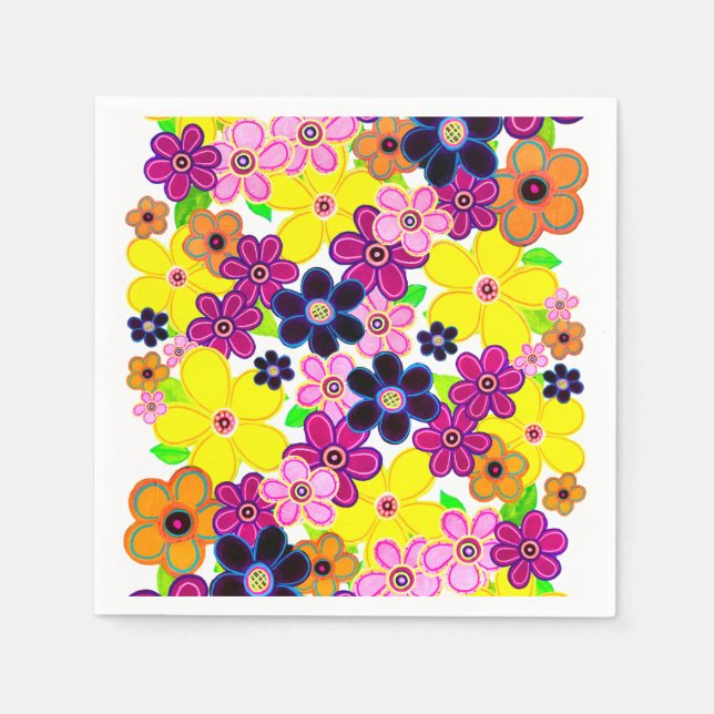 Guardanapo De Papel Bright Abstrato Flower Art (Frente)