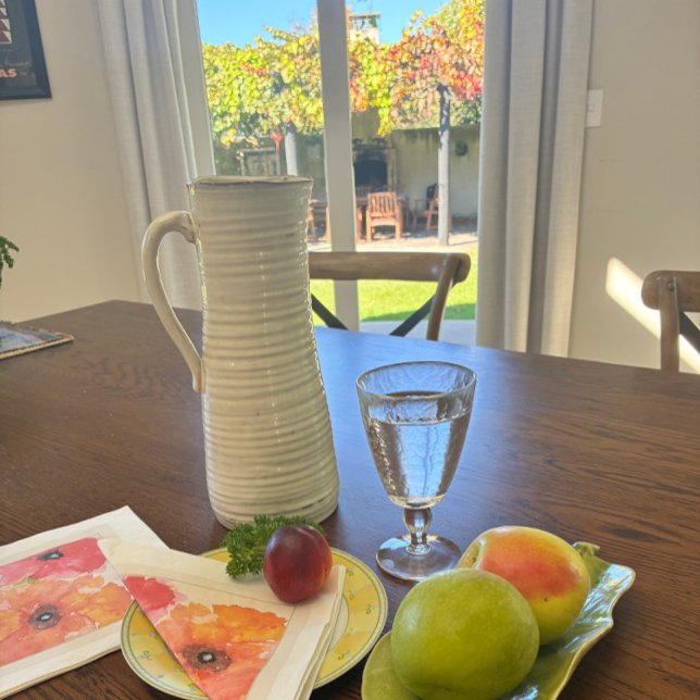 Guardanapo De Papel Bright Floral Watercolor Napkin (Bright watercolor poppy napkin for stylish entertaining and garden-party tables.)