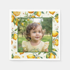 Guardanapo De Papel Bright Lemon Birthday Photo Yellow Citrus Party