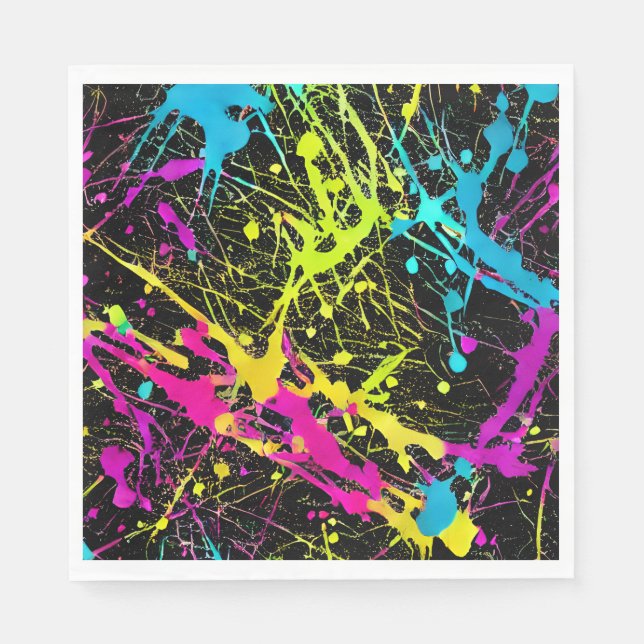 Guardanapo De Papel Bright Neon Paint Splatter (Frente)