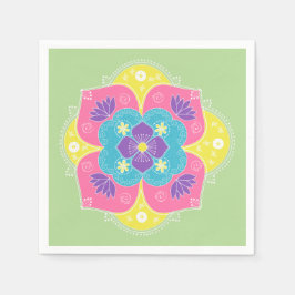 Guardanapo De Papel Bright Pastel Lotus Rangoli