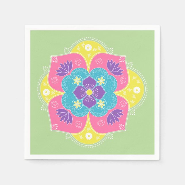 Guardanapo De Papel Bright Pastel Lotus Rangoli (Frente)