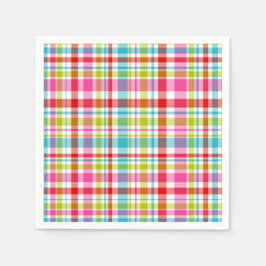 Guardanapo De Papel Bright Rainbow Plaid Checkered Pattern Paper