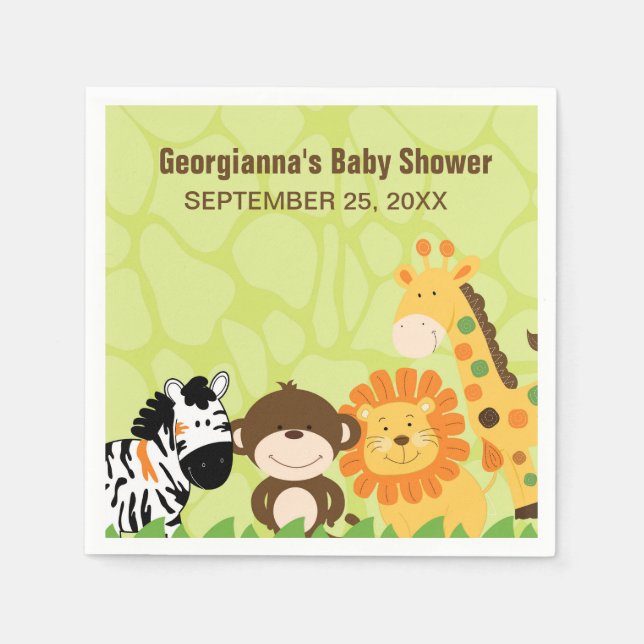 Guardanapo De Papel Bright Safari Animais Personalizados Napkin (Frente)