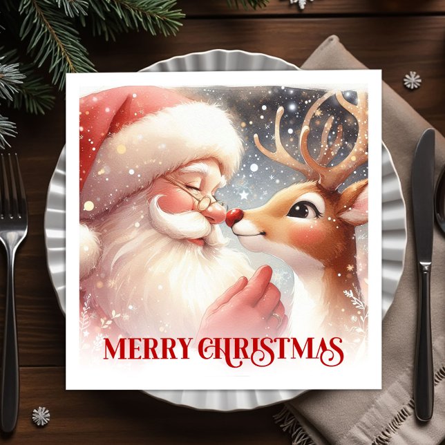 Guardanapo De Papel Bright Santa Rudolph Christmas Table Napkins (Bright Santa Rudolph Christmas Table Napkins)