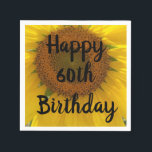 Guardanapo De Papel Bright Yellow Sunflower 60th Birthday Paper Napkin<br><div class="desc">Sirva alguma felicidade extra para alguém que faz 60 anos com esses bonitos guardanapos de girassol.</div>