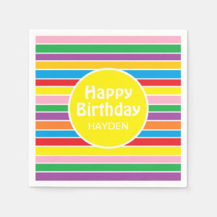Guardanapo De Papel Brilhante Arco-íris Listrado Personalizado de Aniv