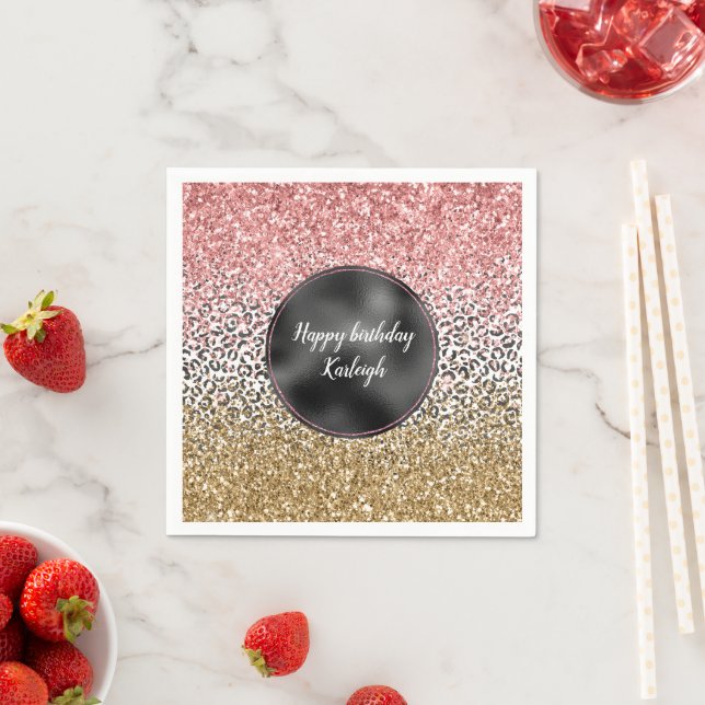 Guardanapo De Papel Brilhante de impressão branca-leopardo-branca-rosa (Insitu)