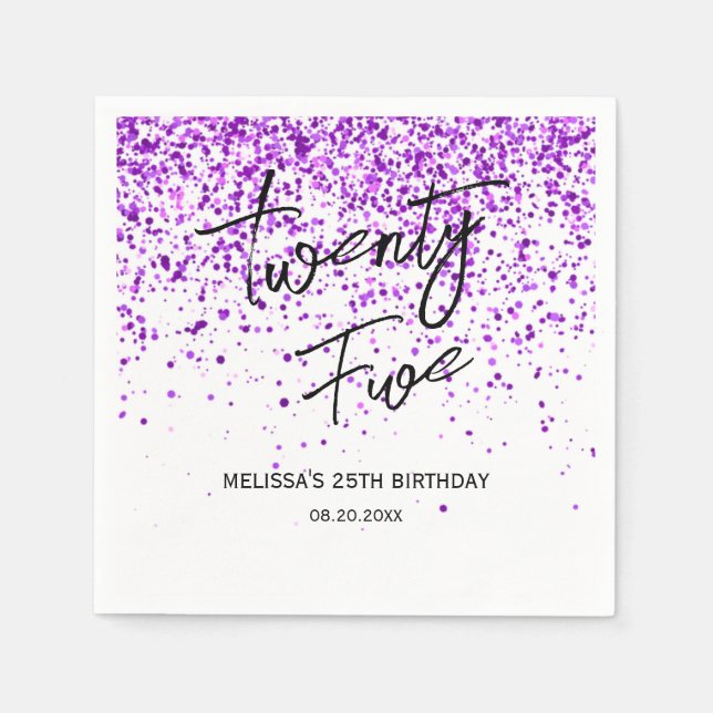 Guardanapo De Papel Brilhante Púrpura Branca A Qualquer Aniversário De (Frente)