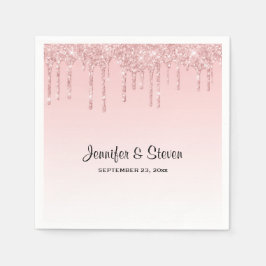 Guardanapo De Papel Brilhante Rosa De Casamento Moderno