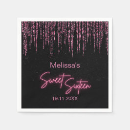 Guardanapo De Papel Brilhante rosa e doce 16 preto