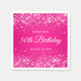 Guardanapo De Papel Brilhante Rosa Vibrante Aniversário de 50 anos