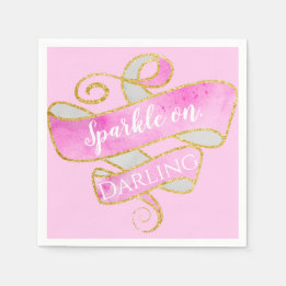 Guardanapo De Papel Brilho Cor-de-rosa Dourado Glitter Sparkle On, Que
