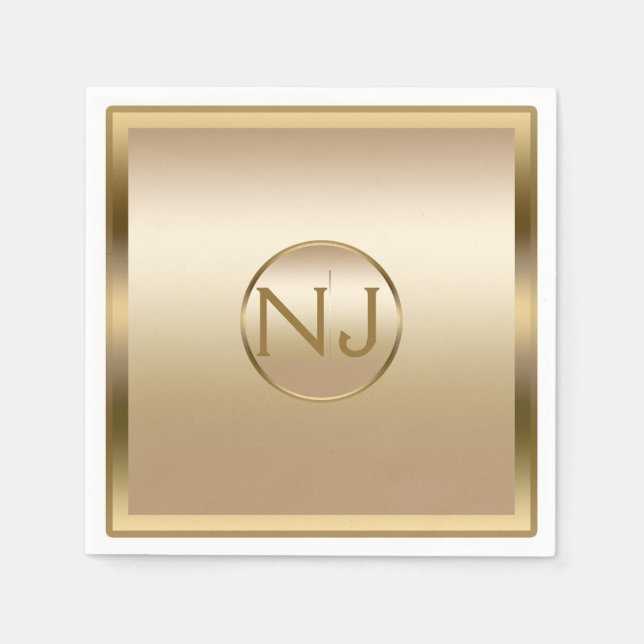 Guardanapo De Papel Brilho Dourado Dourado Brilhante Moderno Glam Glam (Frente)