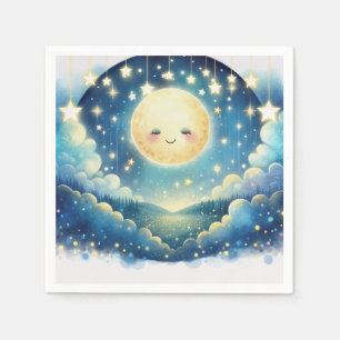 Guardanapo De Papel Brilho Estrela Cadente Banho de Bebê em Aquarela