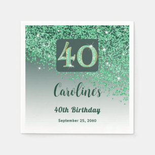 Guardanapo De Papel Brilho Verde Bonito aniversário de 40 anos