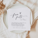 Guardanapo De Papel Brincadeira BLAIR Fatos Casando Napkins, Moderno M<br><div class="desc">Este fato divertido guardanapo do cocktail apresenta uma fonte escrita à mão e um design moderno minimalista. Estes guardanapos são uma maneira tão divertida de adicionar algum caráter à sua recepção de casamento ou hora do cocktail. Permita que seus hóspedes conheçam sua história de uma forma doce e divertida. Par...</div>
