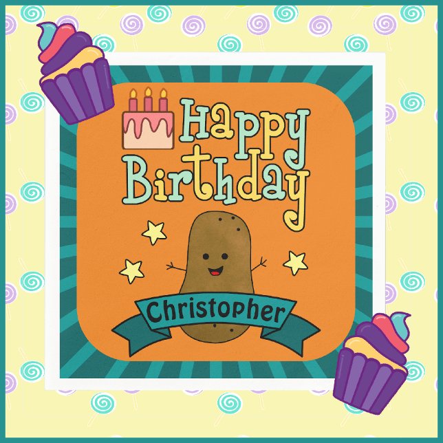 Guardanapo De Papel Brincadeira Feliz Aniversário Batata Personalizada (Criador carregado)