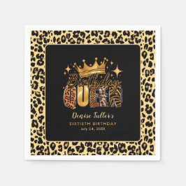 Guardanapo De Papel Brincadeira Leopardo Aniversário Rainha Sessenta