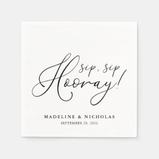 Guardanapo De Papel Brinde Brinde Hurra Casamento Preto e Branco Moder