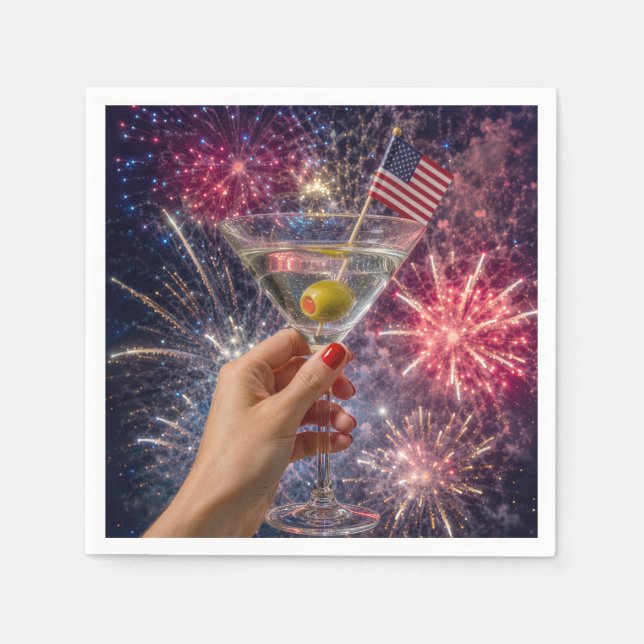 Guardanapo De Papel Brinde de Martini de 4 de Julho (Frente)