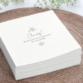 Guardanapo De Papel Brinde Elegante Casamento Preto e Branco Botânico