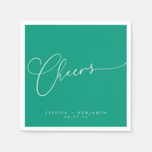Guardanapo De Papel Brinde Minimal Esmeralda Verde Script Casamento Pe