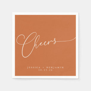 Guardanapo De Papel Brinde Minimal Laranja Queimada Roteiro Casamento