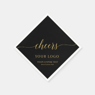 Guardanapo De Papel Brindes Logotipo Empresarial Dourado e Preto com