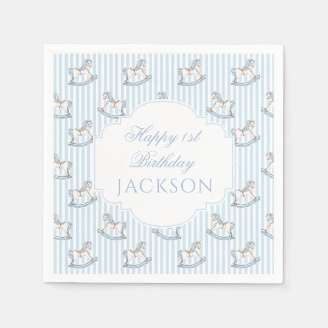 Guardanapo De Papel Brinquedo de madeira azul, bonito Boho Feliz anive (Frente)