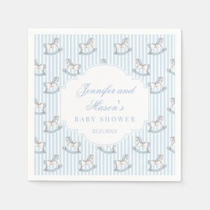 Guardanapo De Papel Brinquedo de madeira azul, branco, boho, chá bebê