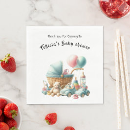 Guardanapo De Papel Brinquedos de aquarela branca, Bebê, Chá de fralda