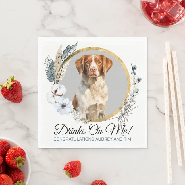 Guardanapo De Papel Brittany Spaniel Wedding Napkins Com Cães Foto (Insitu)