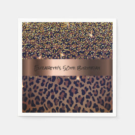 Guardanapo De Papel Bronze de impressão leopardo-festa de aniversário