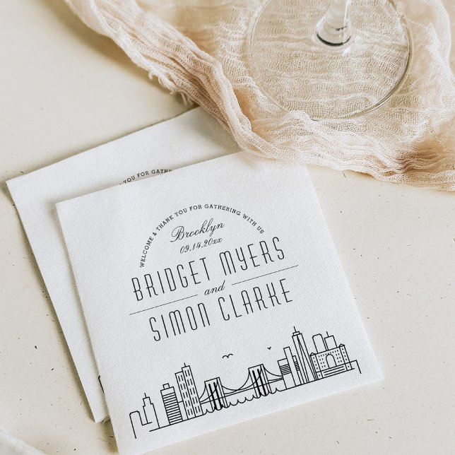 Guardanapo De Papel Brooklyn Deco Skyline | Evento de Casamento Napkin (Criador carregado)
