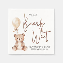 Guardanapo De Papel Brown Bear Balloon Baby Shower