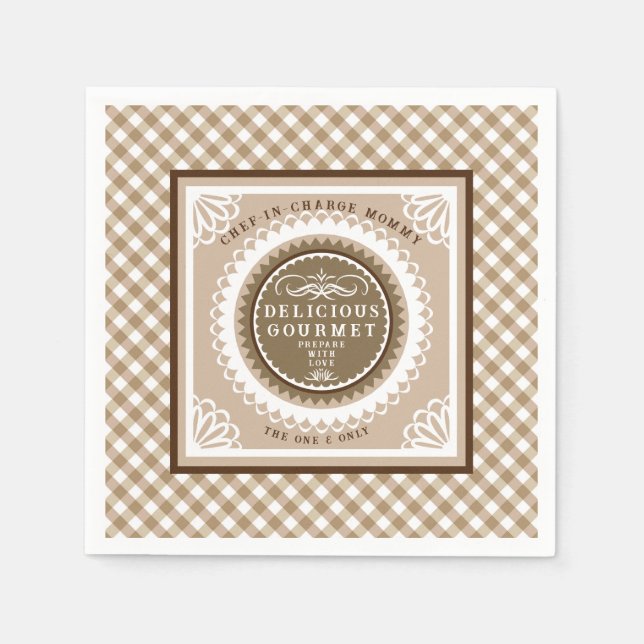 Guardanapo De Papel Brown Buffalo Gingham. Napkins (Frente)