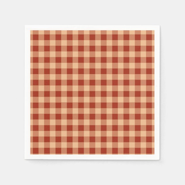 Guardanapo De Papel Brown Checkered Gingham Pattern (Frente)