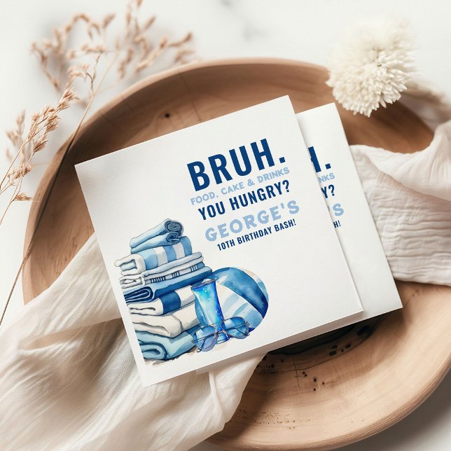 Guardanapo De Papel BRUH. Seu aniversário de festas Piscina Azul (Criador carregado)